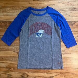 Adidas Kansas Jayhawks NCAA 3/4 Sleeve‎ Graphic T-shirt